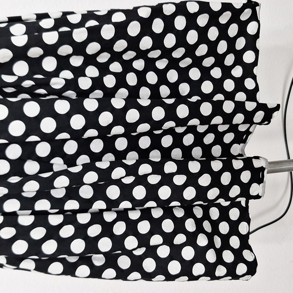 Black & White Retro Polka Dot Pleated Pin Up Style A-Line Skirt Pockets Size M - Picture 3 of 12